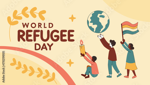 World Refugee Day with Family Illustration Representing Support, Welcome, and Empowerment