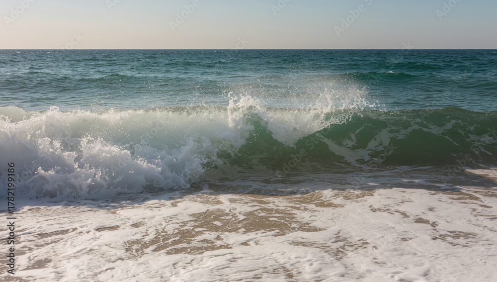 Fototapeta premium Ocean water forms a ripple along the coast.