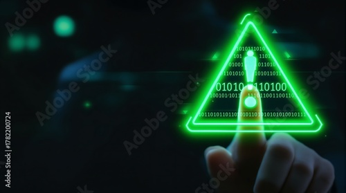 Cyber security threat detection digital warning system alert binary code security breach vulnerability scan