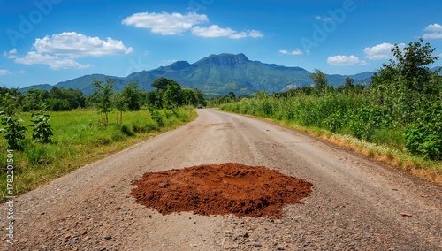 Fototapeta Naklejka Na Ścianę i Meble -  Horse manure flattened on the street, potential environmental hazard
