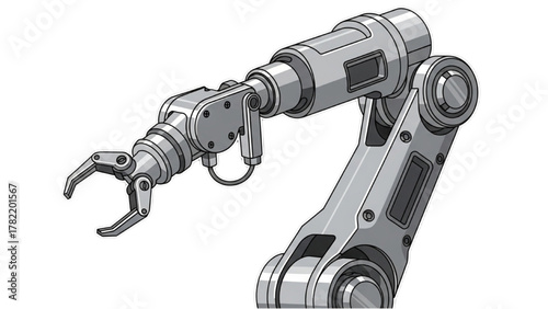 Detailed Vector Illustration of a Modern Robotic Arm Symbolizing Advanced Industrial Automation