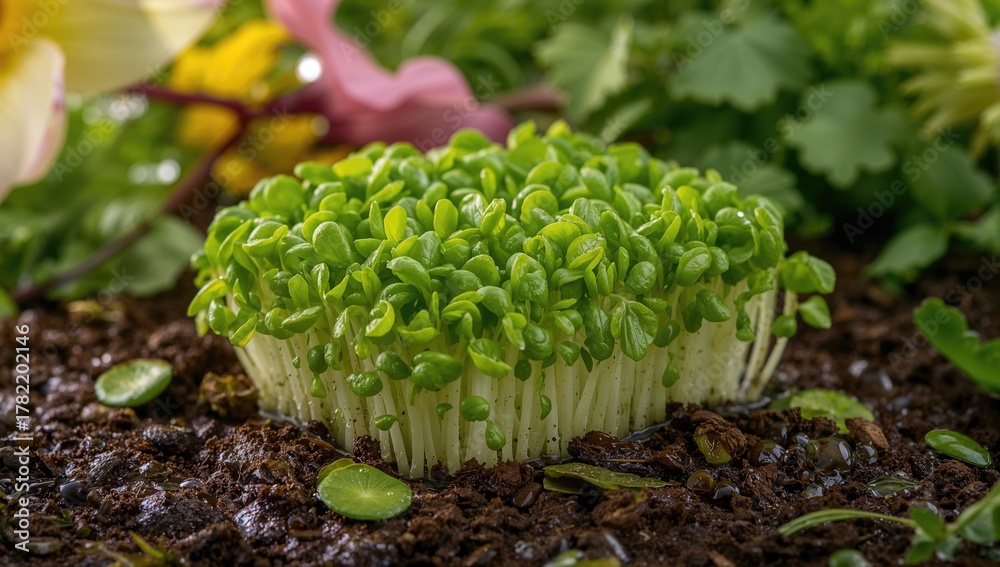 Naklejka premium Green seedling grains, a fiber-dense choice for healthy meals