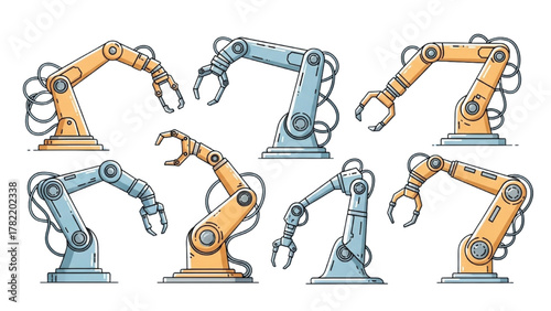 A versatile collection of industrial robotic arms representing the future of automation technology
