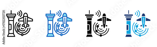 Air Traffic Control Icon Multi Style Vector Illustration