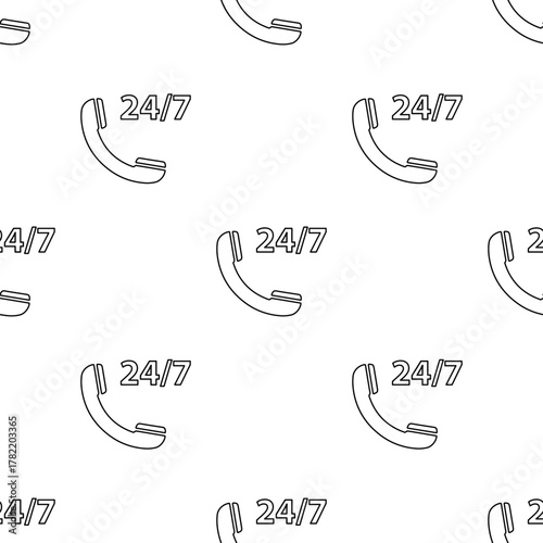 24 7 seamless pattern isolated on transparent background.