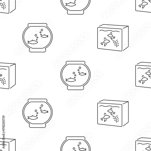 aquarium seamless pattern isolated on transparent background.