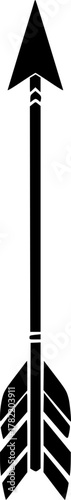 a single, black arrow with a detailed arrowhead and fletching, set against a white background