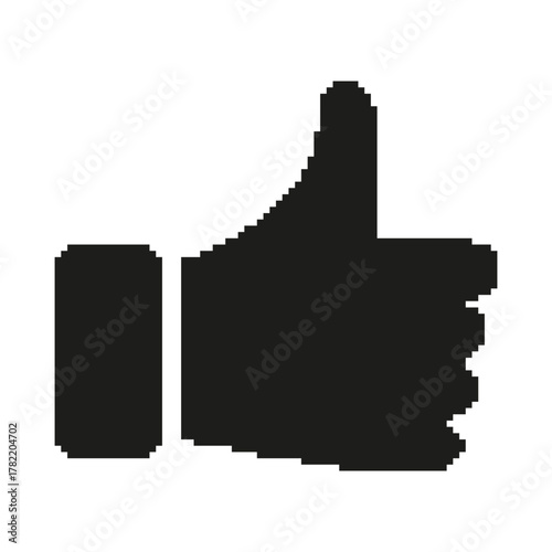 Thumbs Up Pixel Art Icon. Approval, Agreement, And Positive Feedback Symbol. Social Media And Communication. Isolated Vector Illustration
