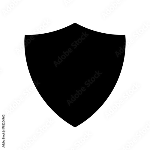 Black shield icon, a robust and modern symbol representing digital protection, cyber security, defense, and safety elements