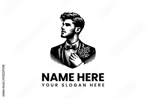 Stylish Gentleman's Portrait Vintage Vector Illustration for Business and Design Projects
