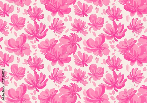 Vibrant Pink Floral Pattern with Artistic Brushstrokes and Abstract Petals.