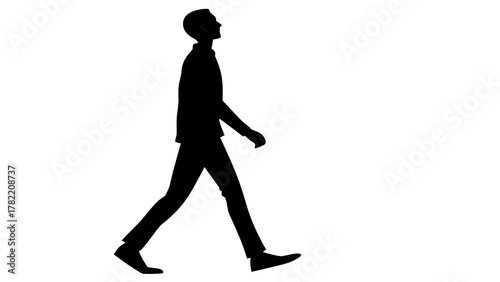 Silhouette of Purpose: A striking silhouette of a man in motion, his posture projecting determination and drive, set against a simple backdrop, ready to symbolize human endeavor.