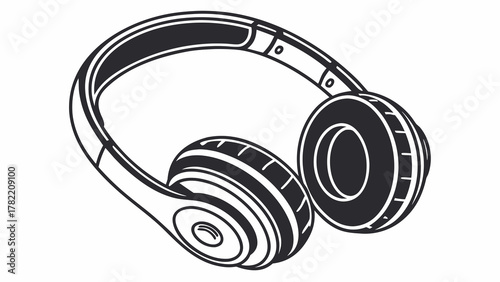 Audio Bliss: A minimalist illustration of sleek, over-ear headphones, a symbol of immersive audio experience, perfect for music lovers and audiophiles. 