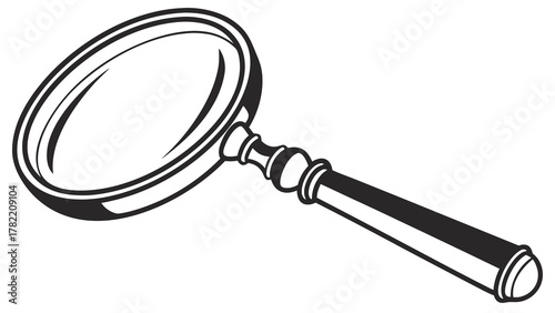 Magnifying Glass: A detailed, clear image of a classic magnifying glass, its lens poised to examine the finer details with precision and clarity. 