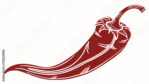  Fiery Red Chili: A vibrant depiction of a single red chili, a symbol of spice and flavor. This artistic illustration presents the chili in its natural form.