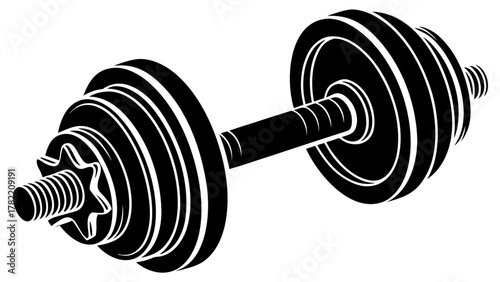 Dumbbell Silhouette: A striking silhouette of a dumbbell, showcasing its symmetrical design and the power it represents for fitness and strength training. 