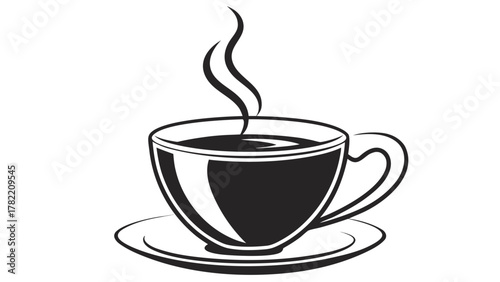 Steaming Brew: A graphic illustration showcases a classic cup of steaming coffee.