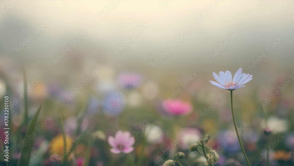 Obraz premium A close-up of a small blue flower with a blurred natural backdrop, showcasing seasonal change
