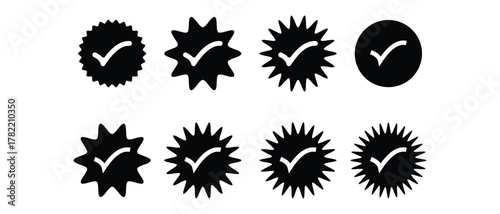 set of verified badge icon, Instagram verified badge icon, twitter badge icon, vector stickers, label icon.