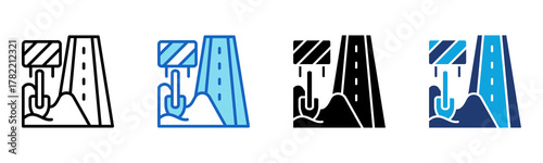 Road Construction Icon Multi Style Vector Illustration