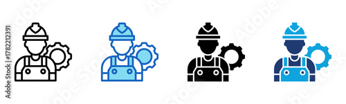 Worker Icon Multi Style Vector Illustration
