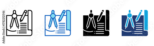 Blueprint Icon Multi Style Vector Illustration