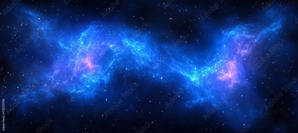 Fototapeta premium Ethereal Blue Nebula Symphony Abstract Space Art with Swirling Galaxies and Cosmic Wonders