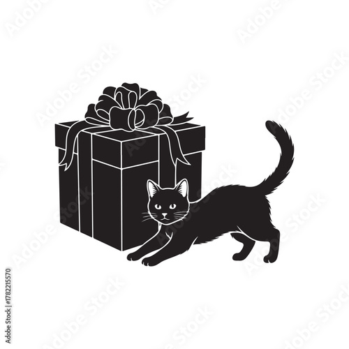 cat with gift box