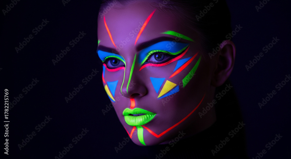 Naklejka premium Neon Face Paint Under Blacklight