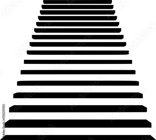 a staircase with black steps against a white background, stark and minimalist