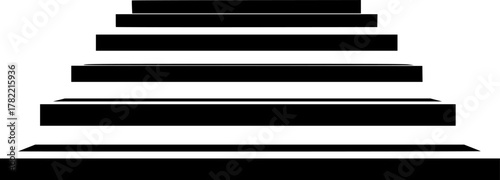 a staircase with black steps against a white background, stark and minimalist