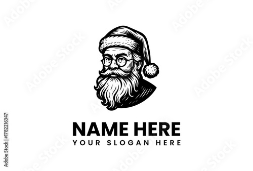 Classic Santa Claus Logo Design for Festive Branding, Vintage Style, Editable Template