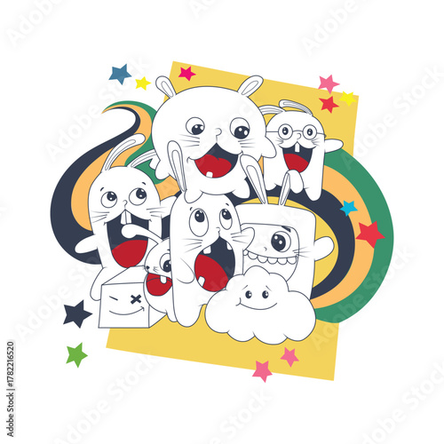 cute animal cartoon character illustrations