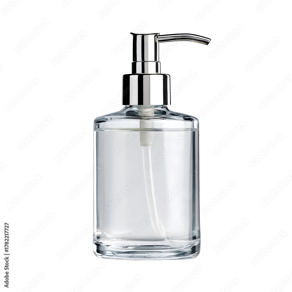Obraz premium transparent glass soap dispenser bottle isolated on transparent background