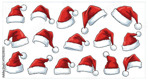 Festive Santa hats collection bringing holiday cheer and winter magic to your seasonal designs