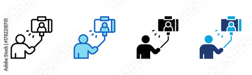 Selfie Stick Icon Multi Style Vector Illustration