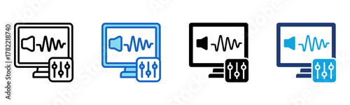 Sound Editing Icon Multi Style Vector Illustration