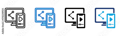 Video Sharing Icon Multi Style Vector Illustration