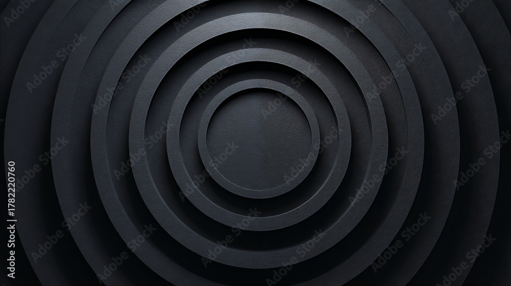 Fototapeta premium Abstract dark textured concentric circles creating a deep hypnotic vortex effect with a rough grainy surface and dramatic lighting