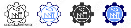 industries icon set multiple style