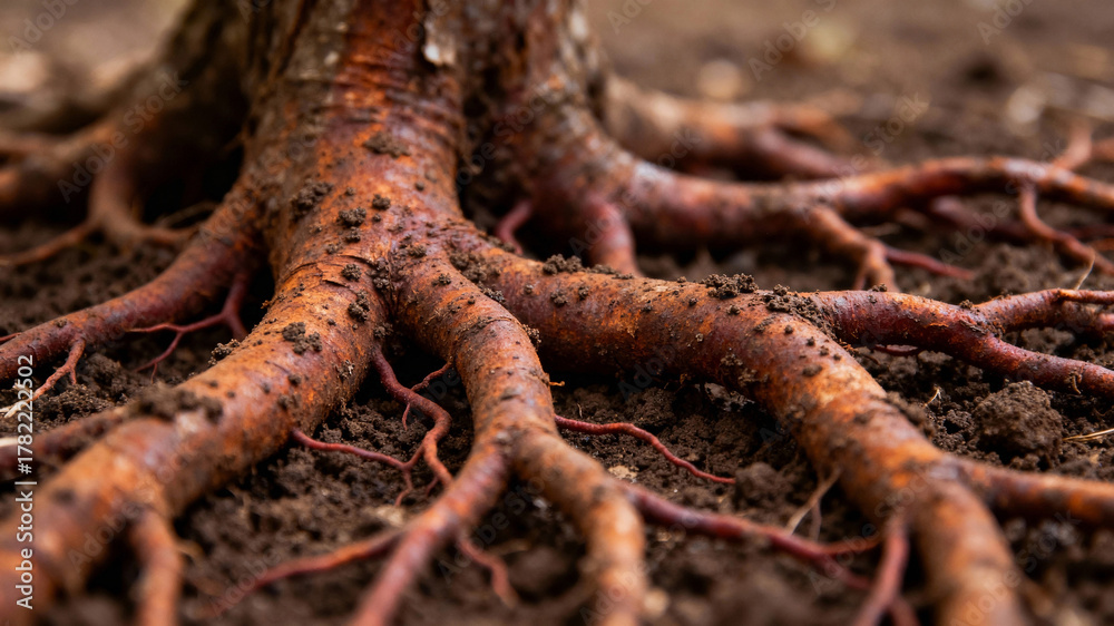 Fototapeta premium Tree root system as earth's vascular network producing oxygen