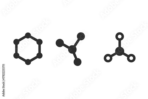 Abstract chemical structure icons representing molecular bonds and scientific connections