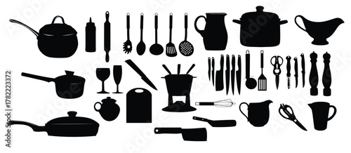 kitchen tools silhouette vector illustration