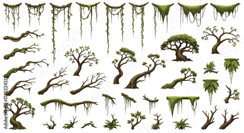 Stunning collection of jungle vines and ancient trees, perfect for creating immersive natural environments and adventurous scenes