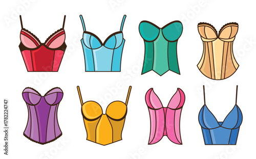 set of bustier Vector illustration