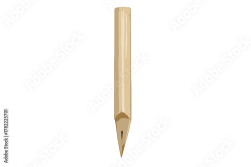 Isolated wooden dip pen holder tip for calligraphy or drawing on a white background