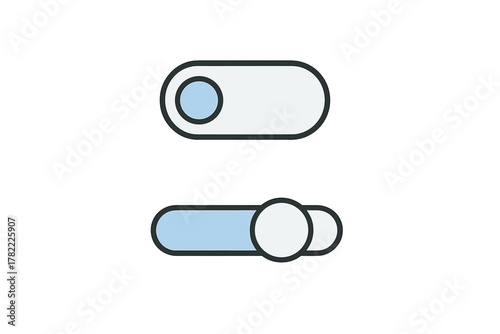 Digital interface control element showing active and inactive states of a simple toggle switch