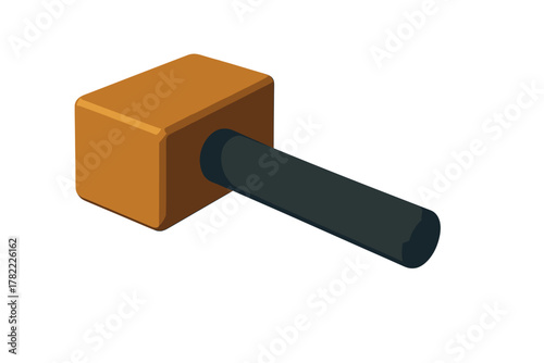 Classic woodworking mallet with rectangular wooden head and dark cylindrical handle