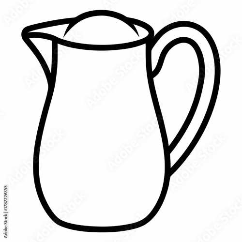 Simple black and white outline drawing of a pitcher