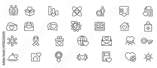 volunteering and charity line icon set donate donor